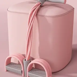 The 6-Tube Abdominal Exercise Aid with Pedal Extruder is a multifunctional fitness tool for strengthening, yoga, and Pilates, Pilates Shaping Machine—durable TPE gym equipment in pink, perfect for core training and abdominal shaping, gym accessories