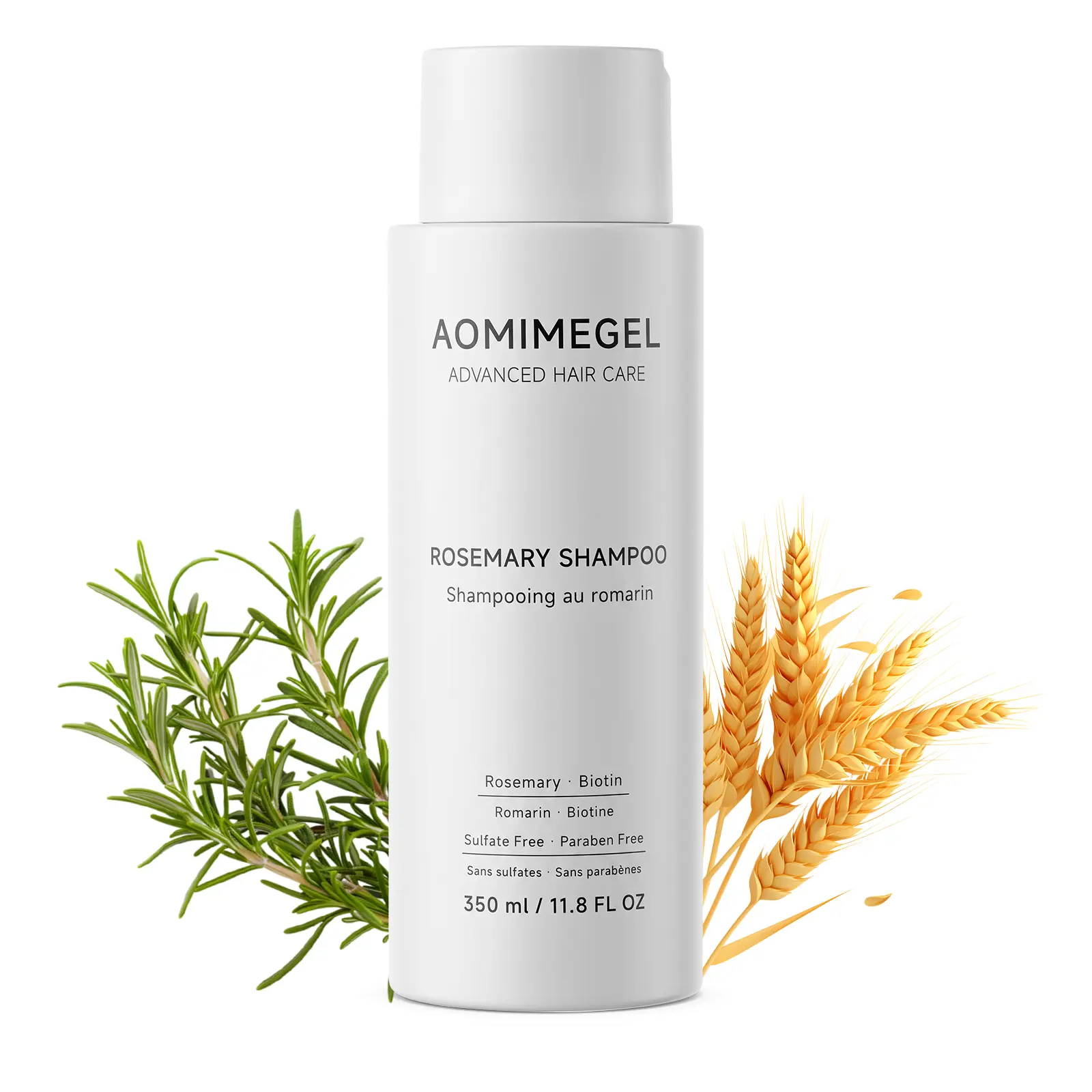 Aomimegel Rosemary Scalp Care Shampoo - Caffeine Blend with Biotin, Niacinamide, Sulfate-Free Smooth Liquid Cleanser for Oily Scalp & Fine Hair, 11.8 fl oz (350ml)