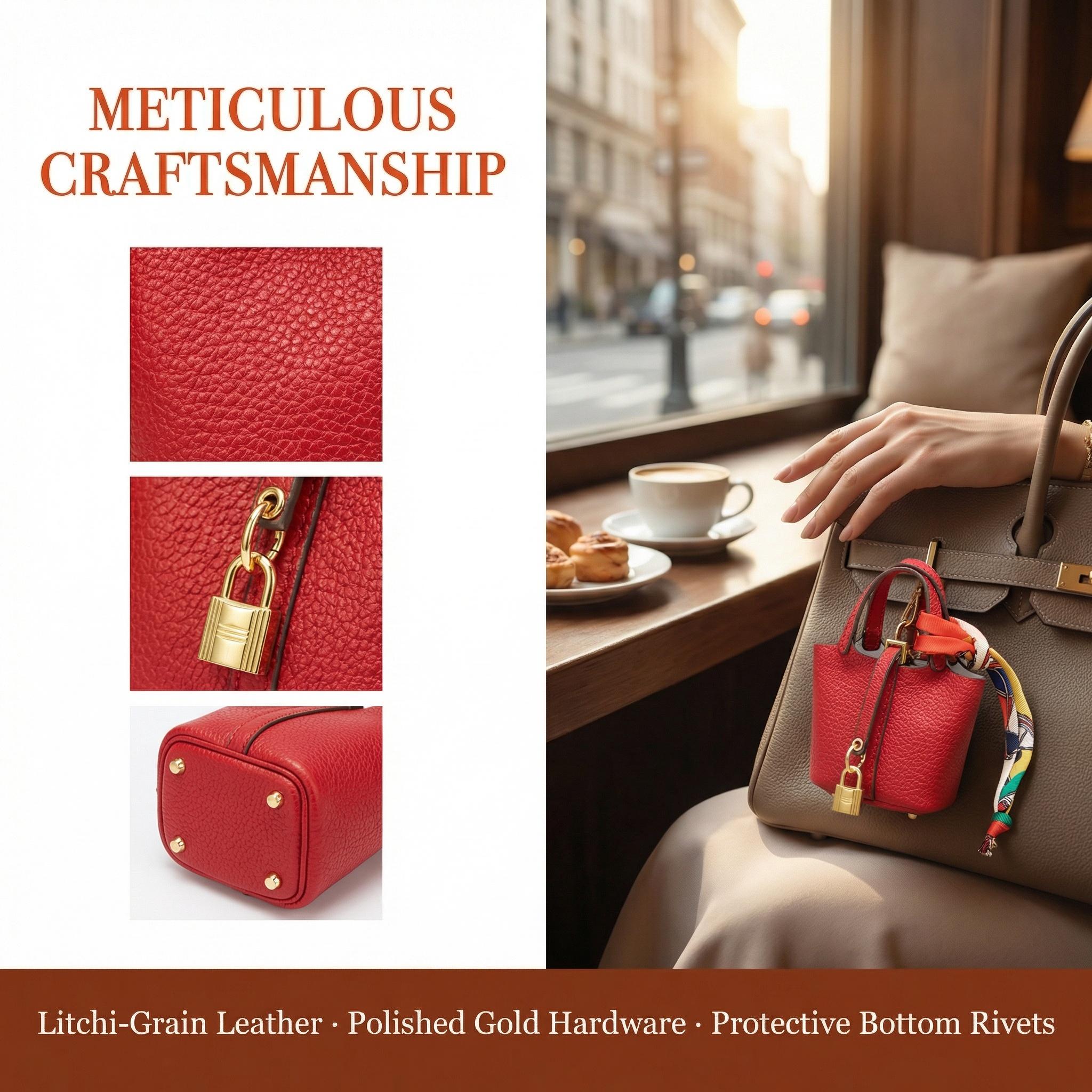 Mini Vegetable Basket Bag Pendant Keychain - High Quality Leather with Colorful Strap, Cute Car Keychain & Bag Charm Accessory