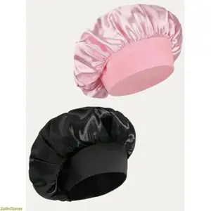 2-Piece Silk Sleeping Cap, Satin Hair Cap, Women's Wide-Brimmed High-Elastic Cap, Silk Sleeping Cap, High-End Satin Hair Protector Cap, Curly Silk Hairband