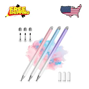 2 in 1 High Precision Universal Stylus Pen for Touch Screens, 3 Pack-Blue, Pink, Purple