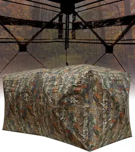 Hunting Blind 270 Degree See Through Hunting Ground Blind for Deer Turkey Hunting, 2-3 Person & 4-6 PersonPortable Pop Up Hunting Blinds Ground, Waterproof Camouflage Tent with Windows Silent Door