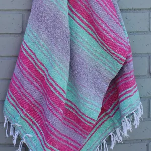 Authentic Large Handwoven Mexican Blanket Soft Yoga Durable Serape Lightweight Falsa Beach Camping Picnic Outdoor Blanket 70x50 Cherry