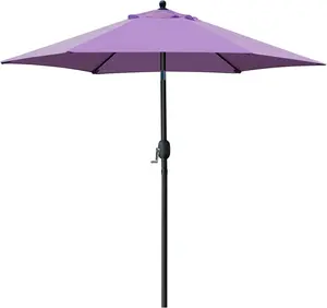 [Summervibes] Father's Day Gifts 7.5' Patio Umbrella Outdoor Table Market Umbrella with Push Button Tilt/Crank, 6 Ribs Terrace, Backyard, Garden, Courtyard, Swimming Pool, Lawn【without base】 Adjustable Tilt Canopy
