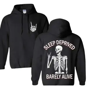 Sleep Deprived Barely Alive Hoodie Pullover Casual Comfort Tops Cotton Menswear Casual Comfort Long Sleeve