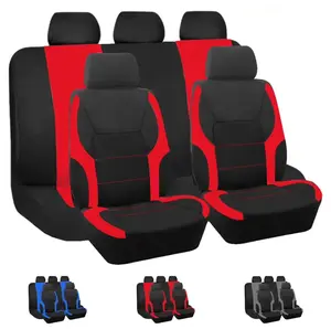 Car Seat Covers Full Set 5 Seats Universal Seat Cover, Airbag Compatible, Breathable Automotive Accessories for Sedans SUVs Cars Vans /Red/Black/Black/Beige Seat Cover for Toyota Honda Nissan