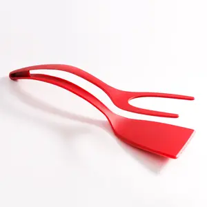 Red Silicone Cooking Spoon for Pancake Baked Bread & Fried Egg Clip Versatile Meal Solution Multi-functional Design