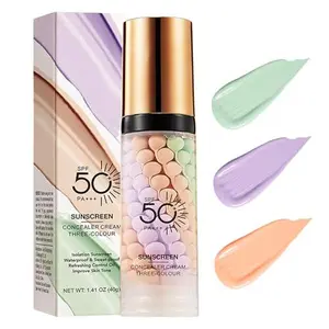 3 In 1Primer for Face Before Makeup,Sunscreen Isolation Cream, SPF 50, One Step Color Corrector Face Primer, Blurs Imperfections Oil Control & Moisturizing Skin Tone Correcting,Radiance Skin