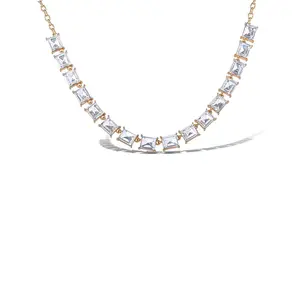 Crystal Stone Frontal Necklace with Elegant Design and Clear Stone Accents