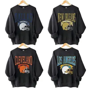 Vintage 90s All Team Football Black Sweatshirt, Hometown City Pullover, Retro Unisex Black Sporty Vibes Shirt, Gift Fan Sport Menswear Crewneck Fabric - AG