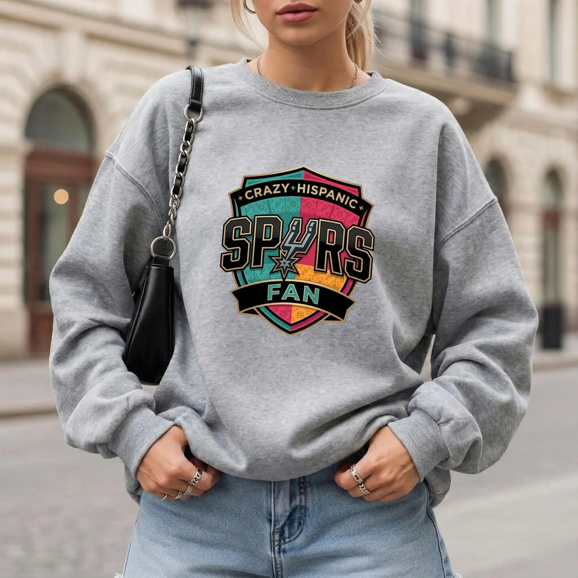 Crazy Hispanic Spurs Fan Graphic Shirt, Retro Basketball Team Pride, Game Day Sweatshirt, Hoodie