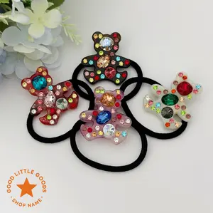 Christmas Gingerbread Man Hair Ties Elastic Bands for Ponytail Holders, Sparkle Gem Bear Pain-Free Hair Accessories, No Damage, Stretchy Hair Bands for Women, Daughter, Girl, Gf, Bff, Granddaughter, Soft Nylon Made for Long-Lasting Braids, Ponytails