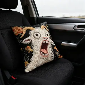 Funny Screaming Goat Throw Pillow Cover, 18x18 Inch Abstract Animal Print Cushion Case for Sofa, Bedroom, Living Room Decor