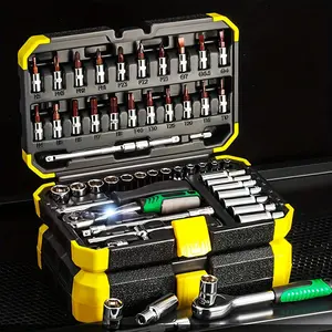 Newshark 53pcs Wrench Set, Metric Socket Ratchet Tool Kit with Extension Bar, Ideal for Car Repair and Home Use, Includes Storage Box
