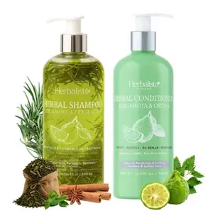 Bergamot Herbal Shampoo & Conditioner set  1000ml (33 fl oz) – With 7 Extracts: Rosemary, Ginger, Anise, Green Tea, Horsetail & Cinnamon – hair growth shampoo  , active root follicles Haircare Cleansing