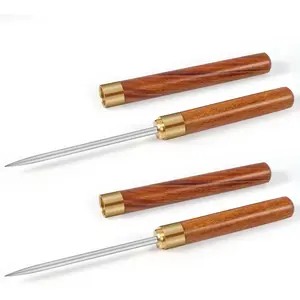 Ice Pick with Cover – 2-Pack Stainless Steel Ice Picks for Breaking Ice, Non-Slip Wooden Handle, Easy Grip Ice Pick Tool for Kitchen (Long)