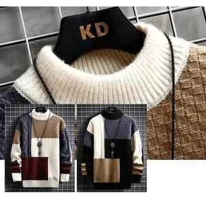 FKZNPJ 2024 autumn and winter new jumper trend wool sweater bottoming knitted jumper men's knitted long-sleeved Fashion Machine Washable
