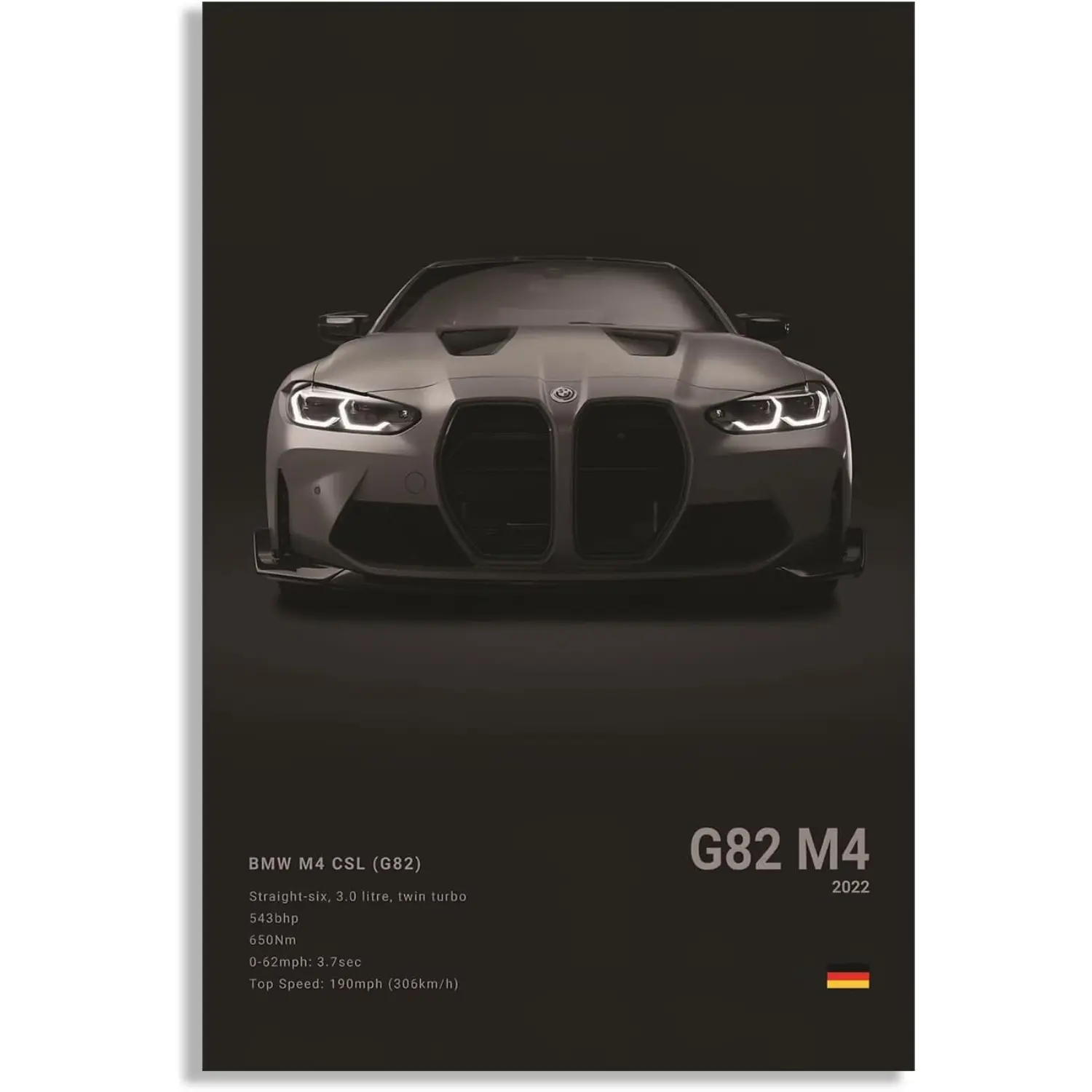 Supercar M4 CSL Racing Poster - Fade Resistant Classic Print, Artistic Retro Canvas Wall Art Frame, Home Decor Supplies with Room Inspo, Bedroom/Man Cave Decor, Ideal Birthday Gift, Easy To Gift