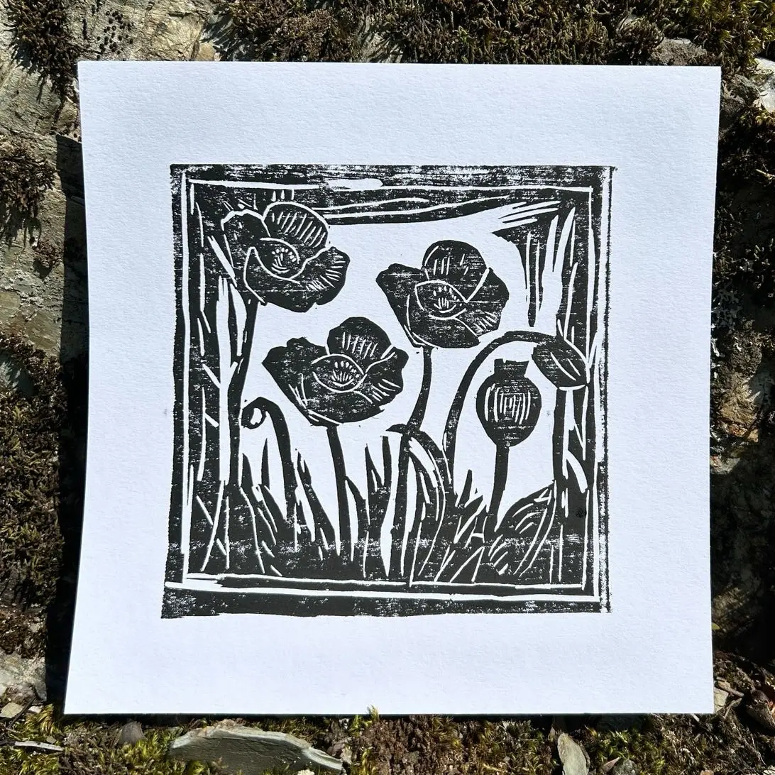 Where Poppies Grow Linoprint Where Poppies Grow Linoprint