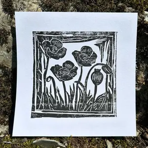 Where Poppies Grow Linoprint