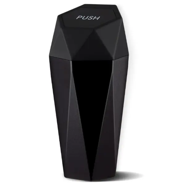 Car Trash Can with Lid, Diamond Design Small Automatic Portable Trash Can, Easy to Clean, Used in Car Home Office (Black)