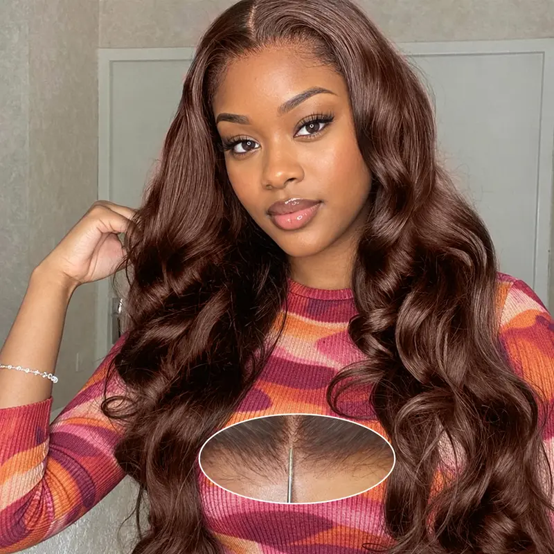 Bling Hair 32 Inch Brown Wig Human Hair 180% Density Brown Human Hair Wig Body Wave 7x5 Closure Wigs Wear And Go Glueless Wigs Human Hair Pre Plucked Pre Cut #4 Chocolate Brown Lace Wig For Women #TikTokShopBlackFriday