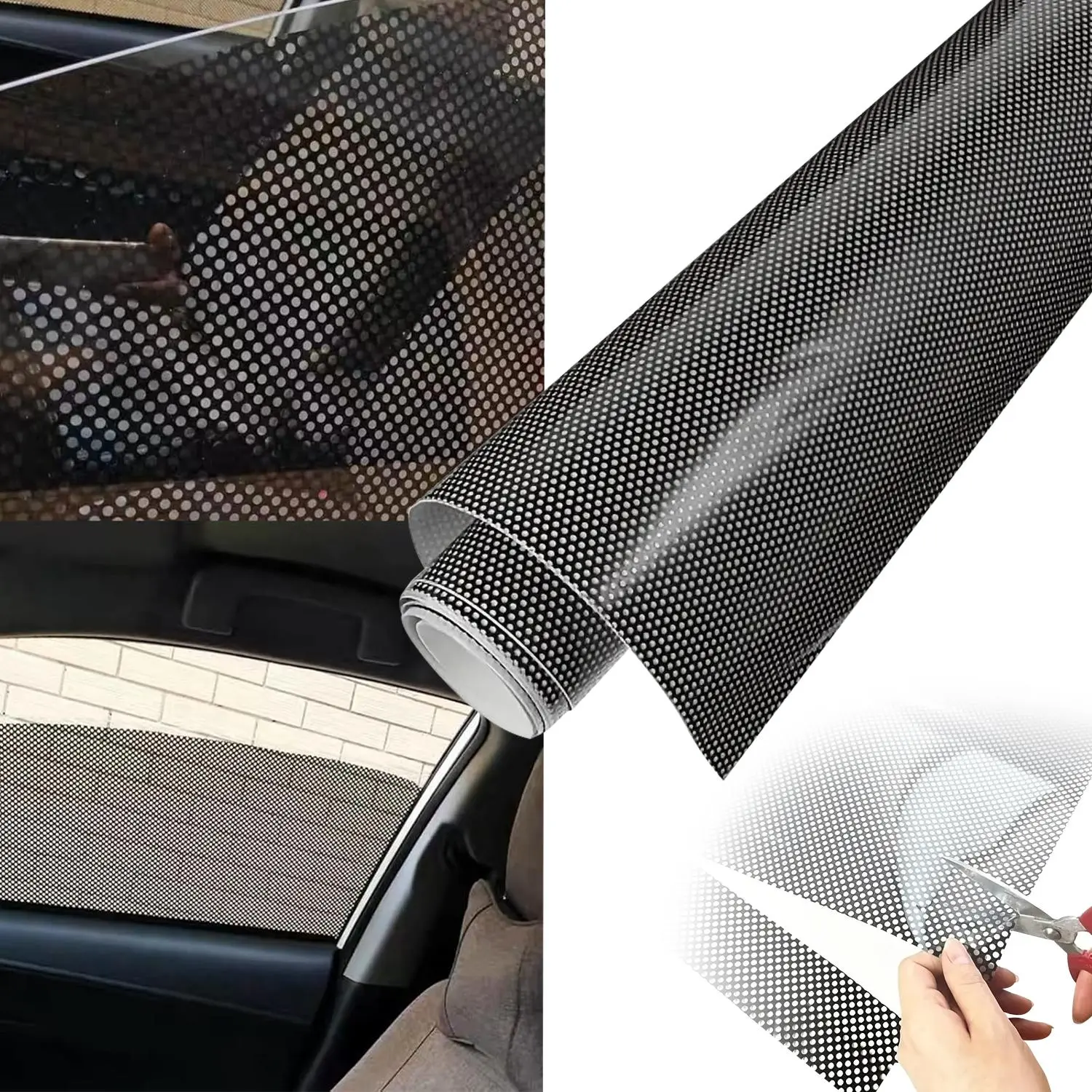 Car Window Privacy Film, Universal Automotive Privacy Grill Mesh Vinyl Film, Self Adhesive Privacy Protecting Decals Film, Window Tint, Tint for Car Windows, Car Privacy Protector, Car Accessories