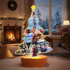 Personalized Christmas Photo Family Tree Night Light Custom Christmas Tree Picture Plaque Xmas Gift Ideas For Mother Father Girlfriend Christmas Decorations Star  Ornaments