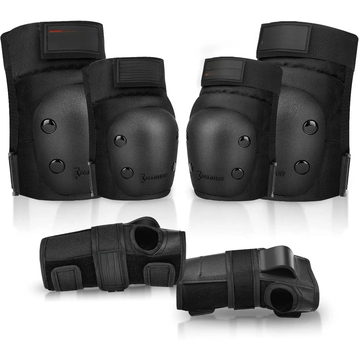 Kids' 6 in 1 Protective Gear Set, Knee Pads, Elbow Pads, Wrist Guards for Inline Roller Skating, Skateboarding, 6 In 1 Set