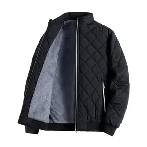 Male capsule wardrobe Men's Full Zipper Puffer Jacket Quilted Lined Winter Warm Bomber Jacket Casual Down Jacket Zipper Pocket
