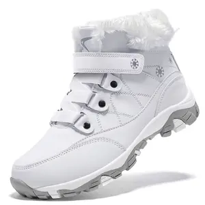 ASHION Women's Snow Boots High-top Warm Fur Lined Winter Boots Waterproof Comfortable Ankle Booties for Outdoor Hiking Walking Shoes Arctic Beige White Black Women Shoes