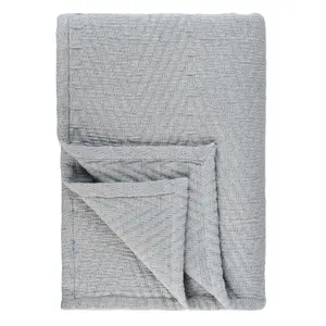 Modern Chevron Cotton Medium Weight Woven Coverlet, Throw, Blue - Blue Nile Mills