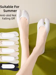 5 Pairs/1 Pairs Women's Invisible Ice Silk Minimalist Socks, Anti-Slip Non-Skid Toe Separated Summer Thin Boat Socks, Soft Comfortable Hidden Socks for Horse Shoes