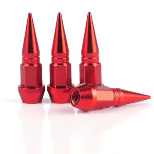 45mm Spiked Aluminum Stem Valve Caps,4PCS Dustproof Tire Wheel Stem Caps for Cars,SUVs,Trucks Bicycles and Motorcycles(Red)