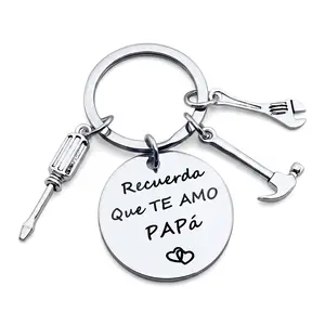 Stainless Steel Tool Keychain Best Father's Day Gift 2026! "Recuerda Que Te Amo Papa" Durable Hammer, Wrench & Screwdriver Design | Trendy Men's Fashion Car Key Accessory