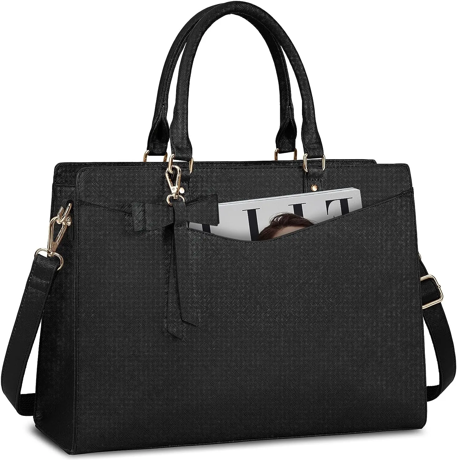 Laptop Bag for Women 15.6 Inch PU Leather Tote Bag Professional Business Office Work Bag Waterproof Briefcase Computer Tote Bag Large Capacity Lightweight Handbag Shoulder, Vintage Brown