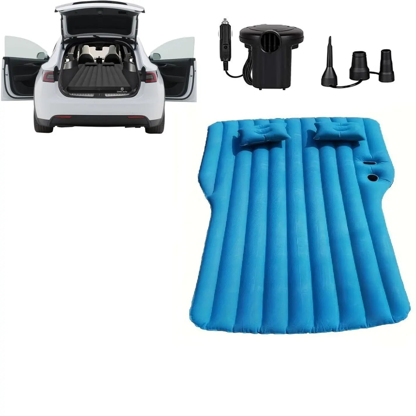 Tesla Model Y/x Inflatable Camping Mattress with Electric Pump, Suv Car Air Bed, Portable Airbed, Twin Sleep Pad & Storage Bag, Includes Two Pillows, Portable Outdoor Bed, Inflating Bed