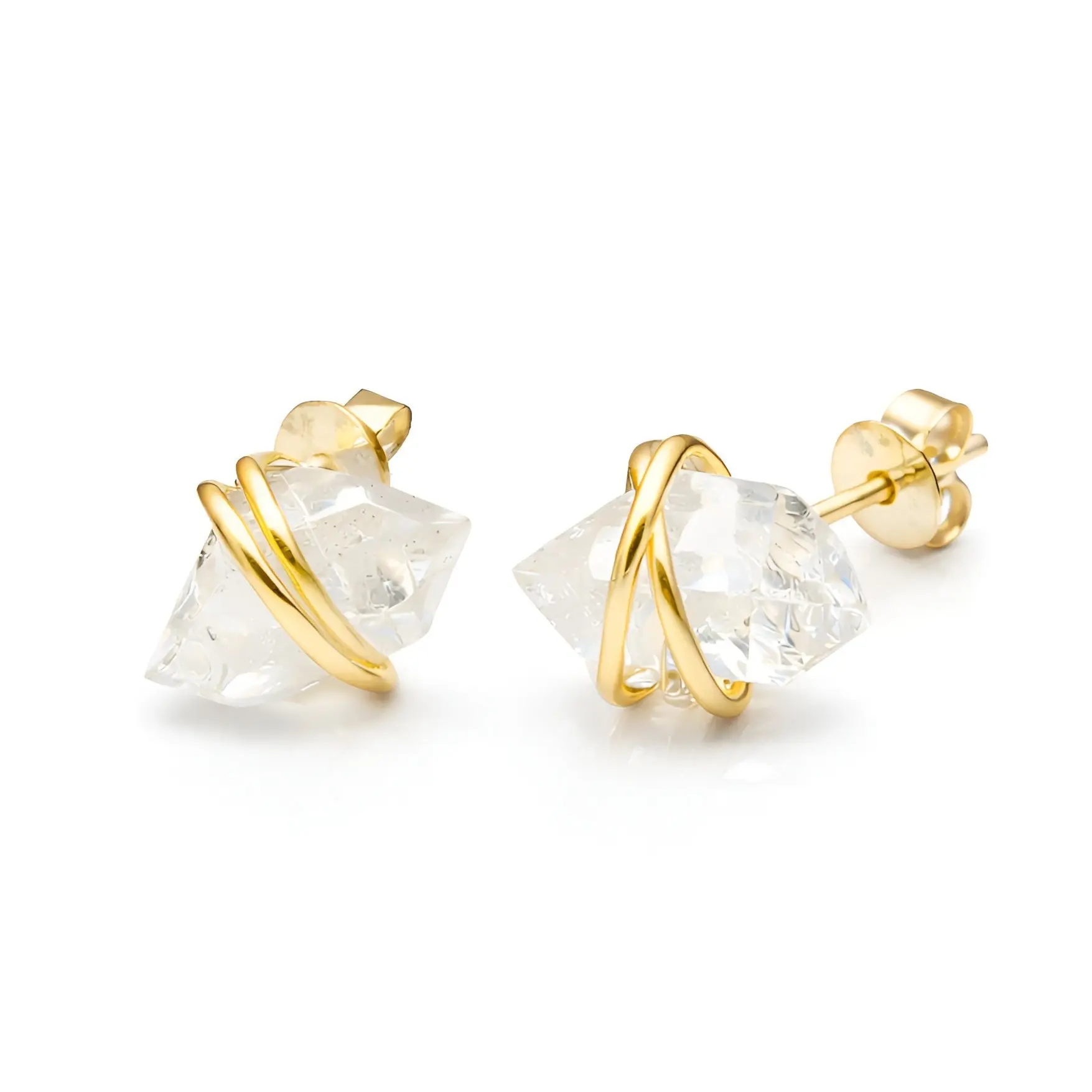 The Crystalline Nest: Raw Herkimer Diamond Sterling Silver Wire Studs