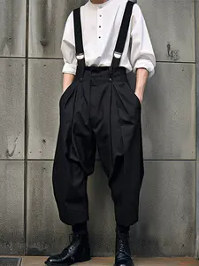 INCERUN Men's Solid Color Casual Bib Pants Overalls, Perfect for Daily Wear, Comfortable and Stylish, Ideal for Everyday, Versatile Men's Clothing