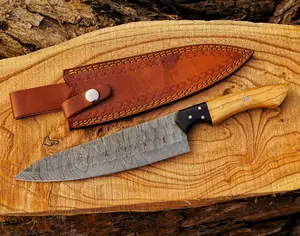 13" Professional Chef Knife Custom Handmade Damascus Steel Full Tang Best Kitchen Knives for Chopping, Slicing, Dicing, Mincing, Cutting Herbs,