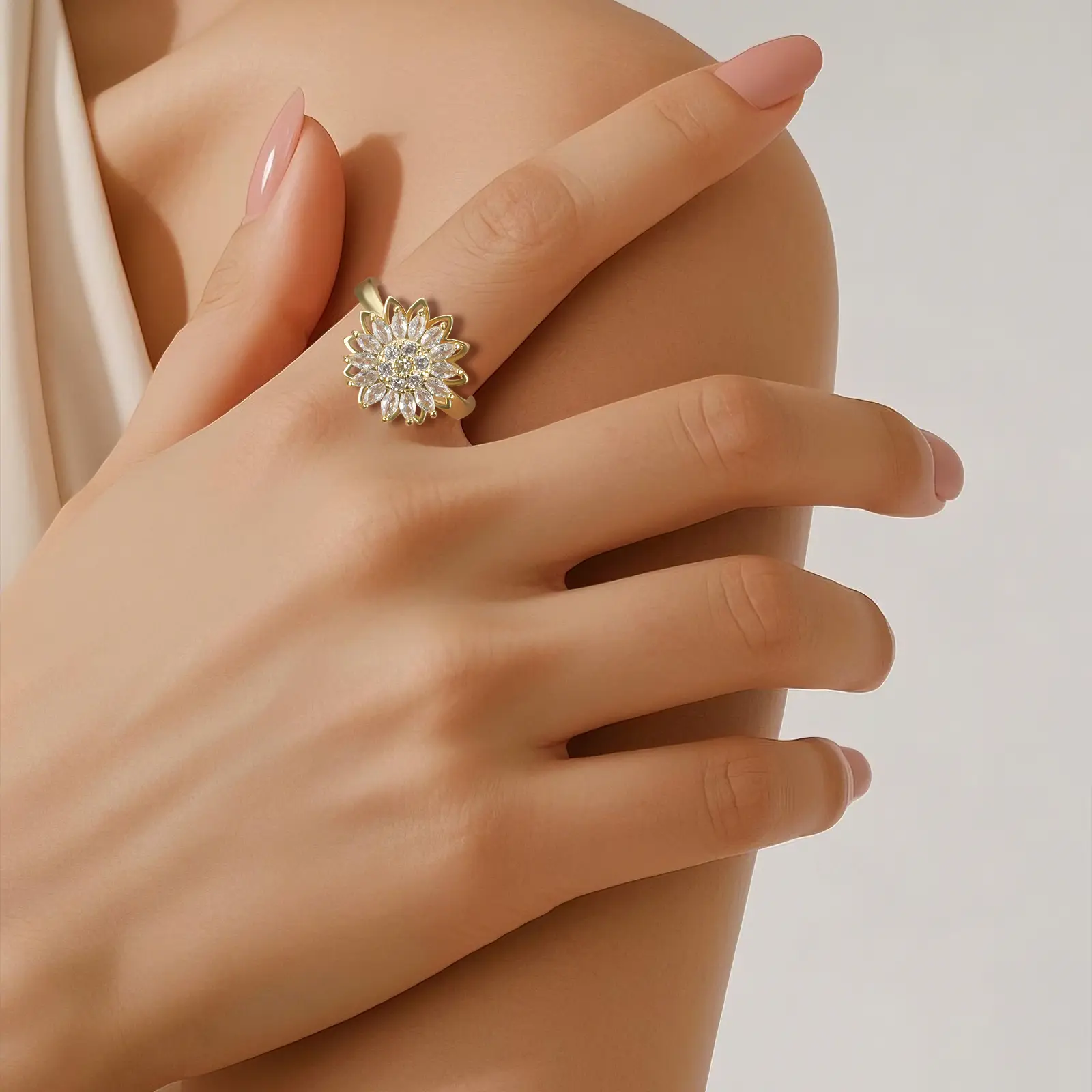 MEIITRUE 14K Gold Plated Fidget Anxiety Rings for Women, 2 Pack Stress Relieveing Rings, Trendy All-match & Exquisite Jewelry