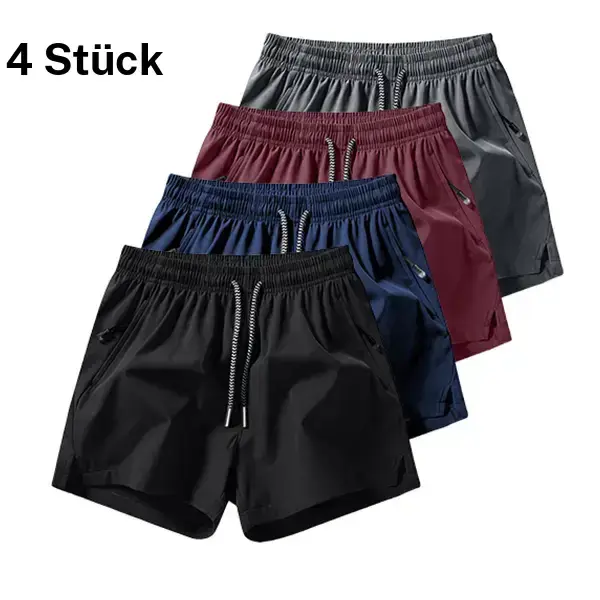 Men's four piece home shorts set, featuring a simple and comfortable style, elastic waistband, and a multicolor combination. Suitable for practical men who value everyday comfort at home and light physical activity.