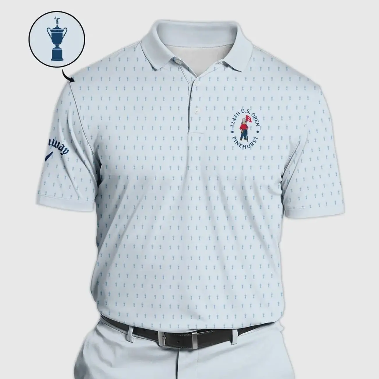 Men s 124th U S Open Pinehurst Golf Polo Shirt - Callaway Pattern Cup - Pastel Blue Polo Shirt Casual Cotton C8D