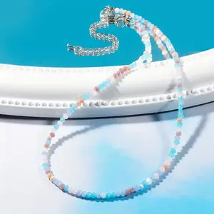 Bohemian Y2K Beaded Artificial Crystal Necklace for Women - Daily, Elegant Design, No Mosaic Material, Suitable for All Fits