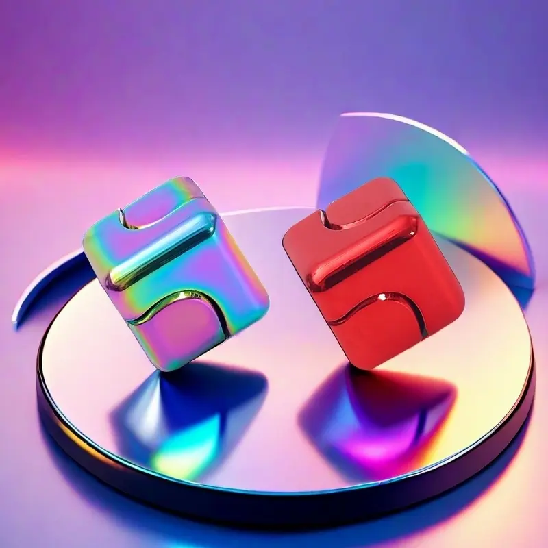 Set of 2pcs Zinc Alloy Fidget Spinners, Spinner Combo, Colorful Square Design, Stress Relief Toy for Teens & Adults, Anxiety Fidgets, Best Gift Idea, Anodized Fidget Spinner, Stress Relief Tools