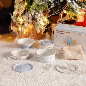 ROBUD Tinplate Pretend Cooking Utensils, Montessori-Inspired Play Food Accessories for Kids, Pretend Play Kitchen Set for Toddlers, Role Play Gift for Boys and Girls