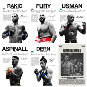 UFC boxing hardcore spirit inspirational canvas poster, motivational quotes wall art of fighters Magomedsharipov, Aspinal, Usman, MMA boxing fan bedroom gym personalized background decoration, martial arts culture merchandise