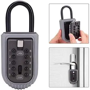 Key Lock Box,Realtor Key Lock Box Safe Lockbox 10-Digit Push Button Combination Safe Vault - Portable Outdoor Stor a Key - Door Handle or Fence Mount.