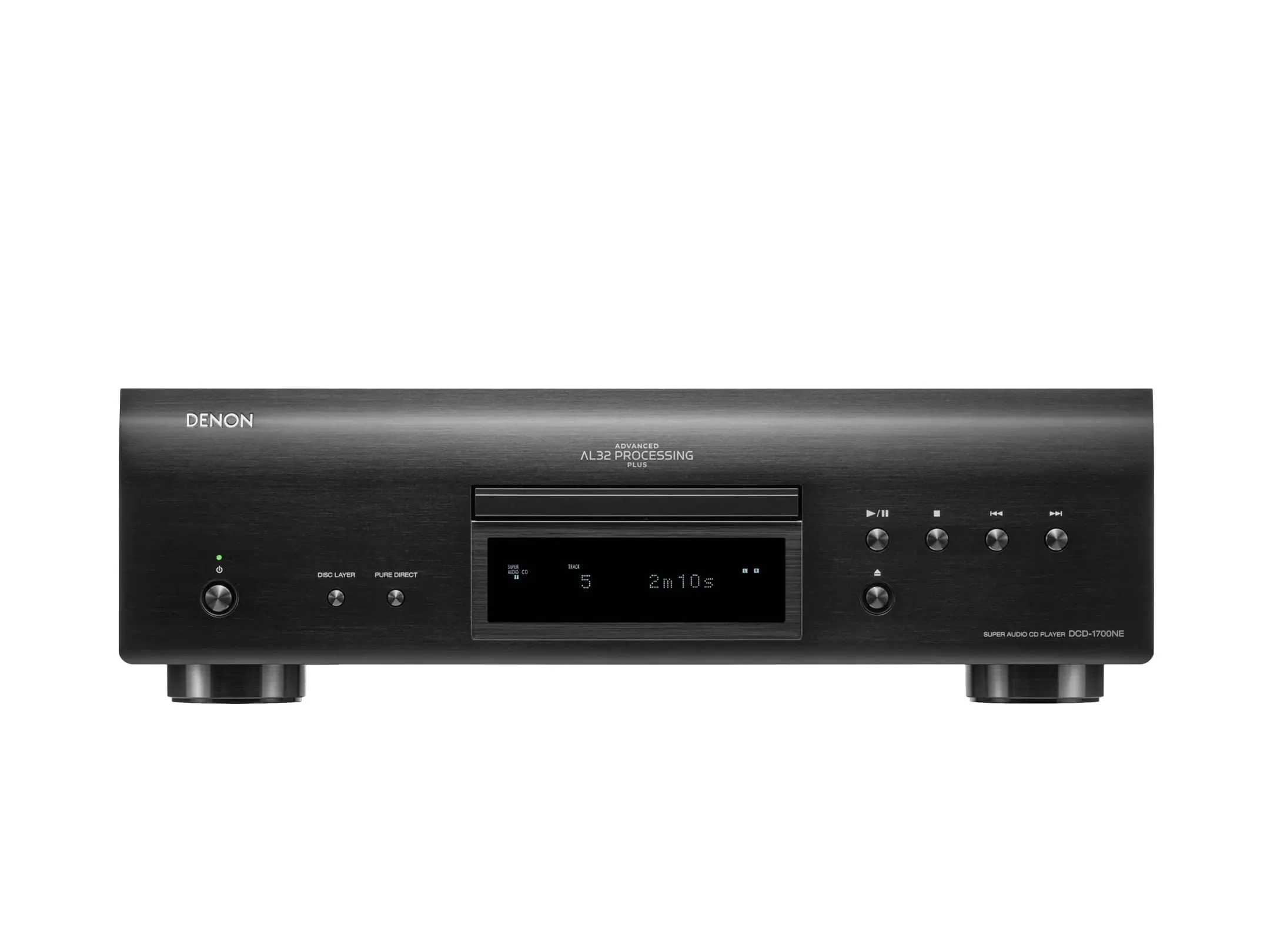 Denon DCD-1700NE Black Home SACD-CD-DVD Player - Ultra-Precision 192 kHz/32 Bit D/A Converter, Mechanical Dac Master Clock Circuit, Anti-Shock Vibration-Free Design, High-Res Audio Support (DSD/FLAC/WAV), Pure Direct Mode, 2 Digital Outputs, Cd Player, Su