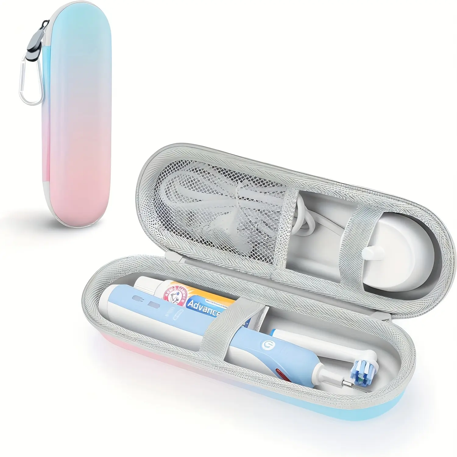 Portable Travel-Friendly Electric Toothbrush Case with Spacious Storage - Durable Shockproof EVA and Waterproof PU Coating - Hypoallergenic Personal Care Organizer
